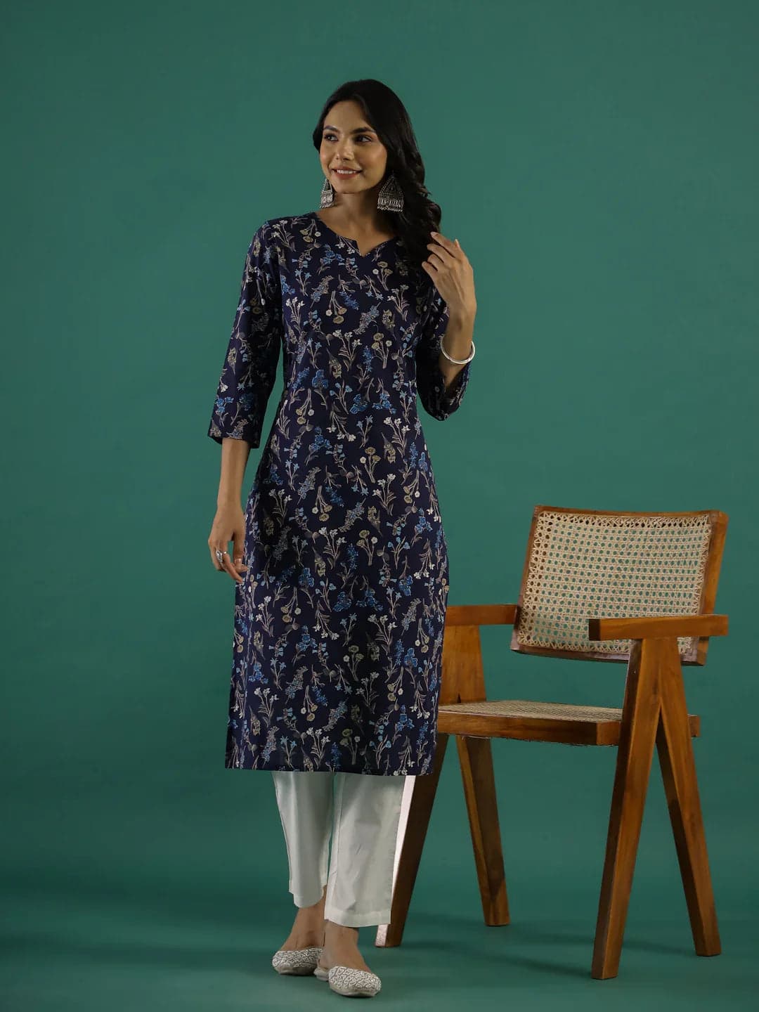 Navy Blossom Festival Tunic