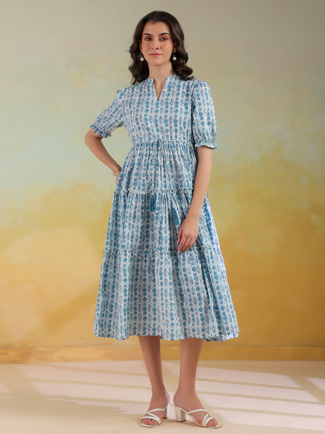 Azure Geometry Soft Dress