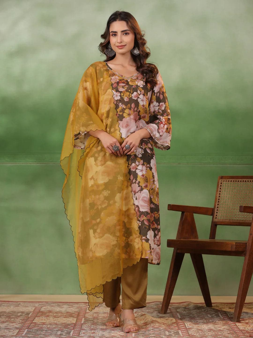 Olive Silk Festival Pair