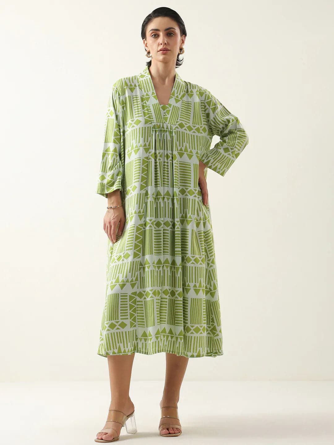 Geo Leaf Day Dress